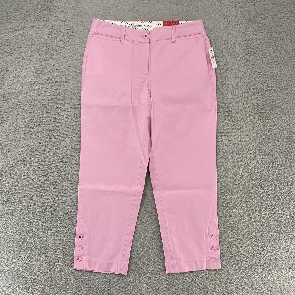 Talbots Perfect Crop Pants Womens 2P Pink Curvy Slim Leg Stretch Twill Ankle‎